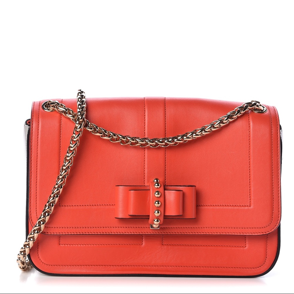 CHRISTIAN LOUBOUTIN
Soft Calfskin Sweety Charity Sotto Pelle Shoulder Bag Flame